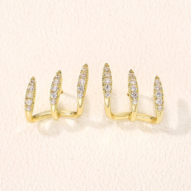 Elegante Strass Dreikrallen Ohrringe