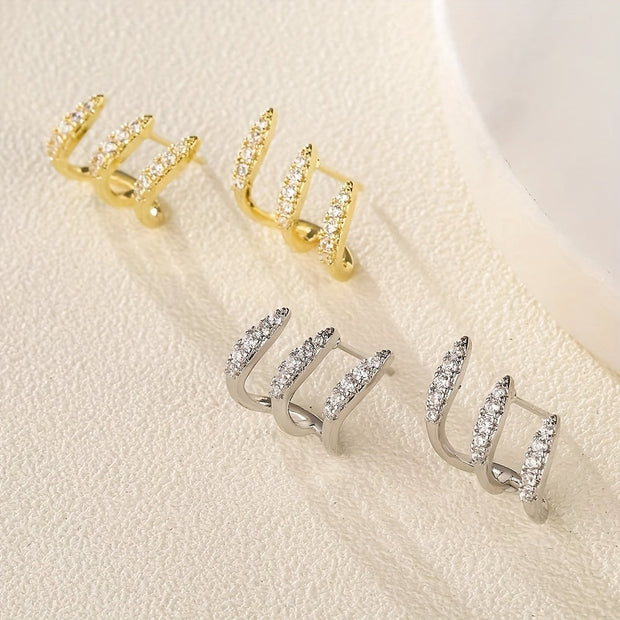 Elegante Strass Dreikrallen Ohrringe