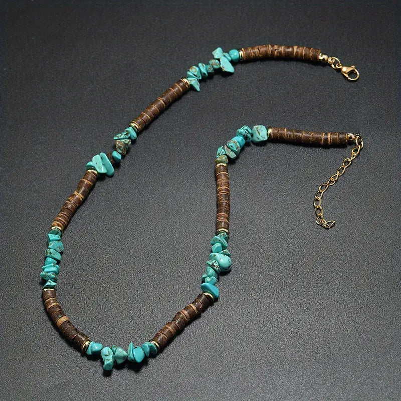 Schatzkette Des Wellenreiters Halskette Aus Türkis Perlen Und Kokosnuss Scheiben Für Surfer Strandliebhaber