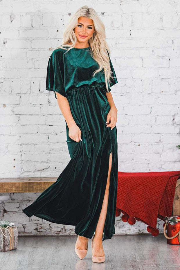 Zuza - Elegantes Abendkleid aus Samt mit kurzen Ärmeln für Frauen