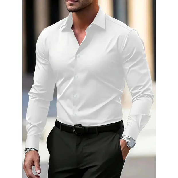 Herrenhemd mit langen Ärmeln, Slim Fit, klassischer Kragen – Heinrich