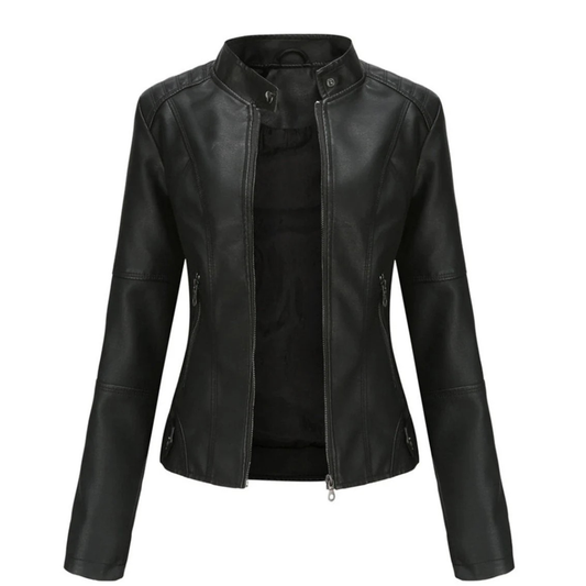 Bikerjacke in Lederoptik für Damen mit Stehkragen – Cleo