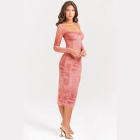 Gala - Schickes langes rosa Spitzenkleid