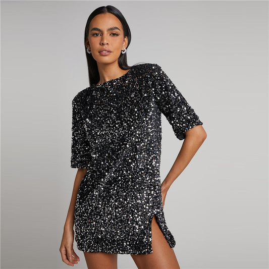 Damen Paillettenkleid mit Glanzeffekt - Salyen