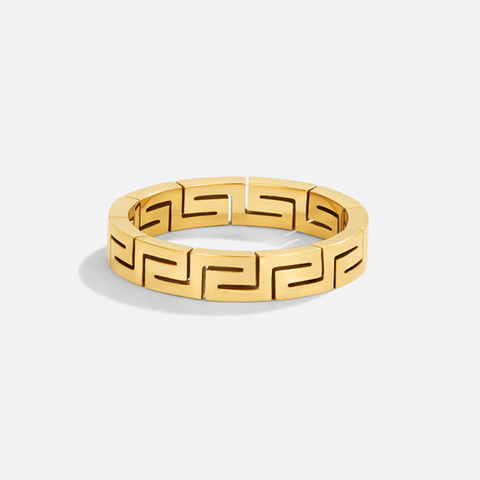 Goldring Für Damen Zita Mit Modernem Griechischem Geometrischem Stil Und Offenen Quadratischen Gliedern In Gold