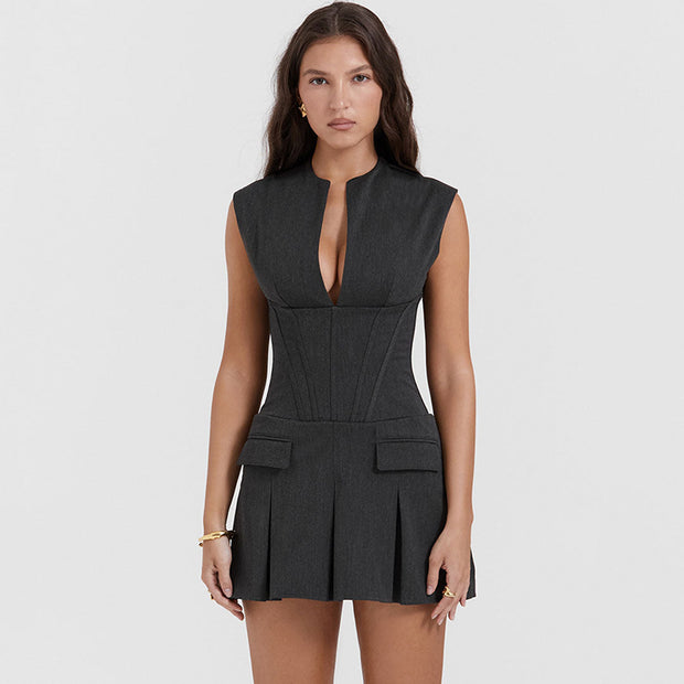 Florence - Ärmelloses Slim-Fit-Kleid mit Faltenrock