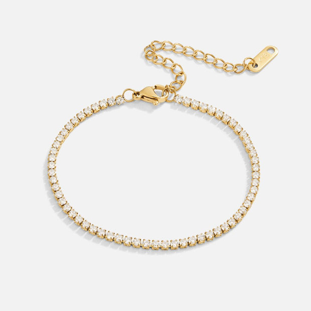 Verstellbares Tennisarmband Mit Leuchtenden Zirkonia-Steinen In Durchgehenden Lichtreflexen - Galadriel