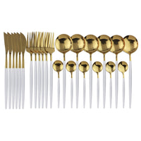 Modernes Besteckset Weiß-Gold – 24-teilig