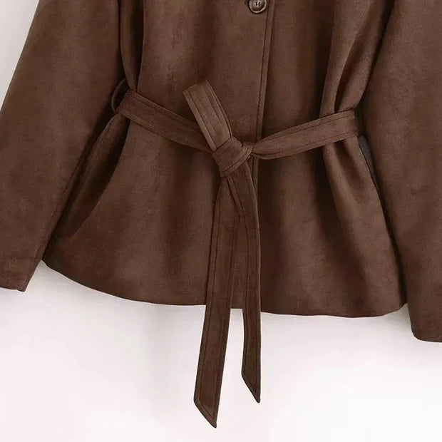 Damenjacke aus Wildleder mit Gürtel - Avelise
