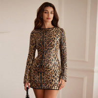 Damenkleid mit Pailletten im Leopardenmuster - Yina