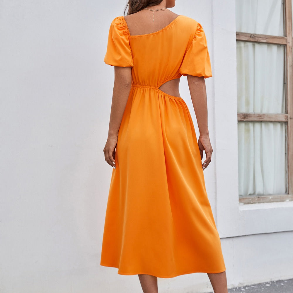 Midikleid Frau asymmetrischer Ausschnitt eleganter Stil - Mariela