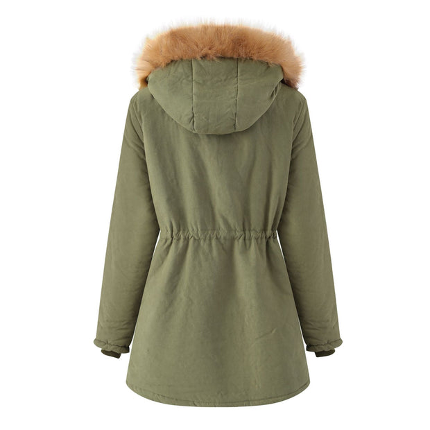 Damen Steppjacke mit Kunstfellkapuze - Doriana