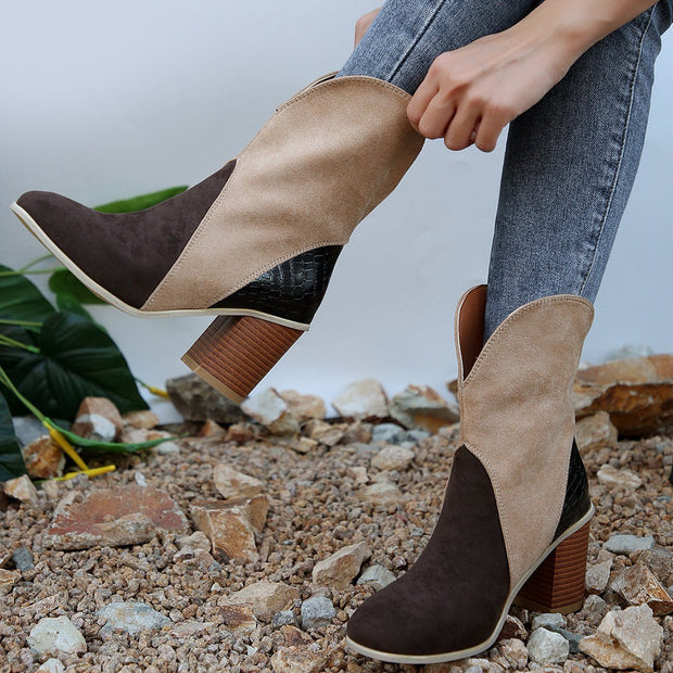 Damenstiefel aus Wildleder mit quadratischem Absatz - Norine