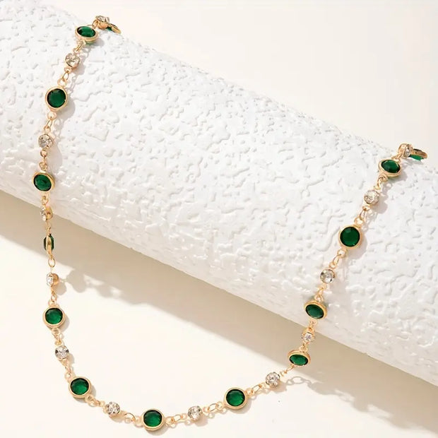 Goldene Fußkette Amália Mit Grünen Kristallen Und Zirkonien Für Damen Eleganter Knöchel Schmuck