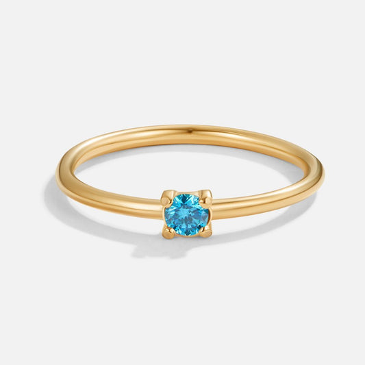 Damenring Aus Gold Mit Blauem Topas Stein Des Monats Dezember Elegantes Minimalistisches Design Gabriela