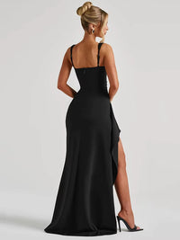 Langes Damenkleid mit offenem Ausschnitt - Dhalia