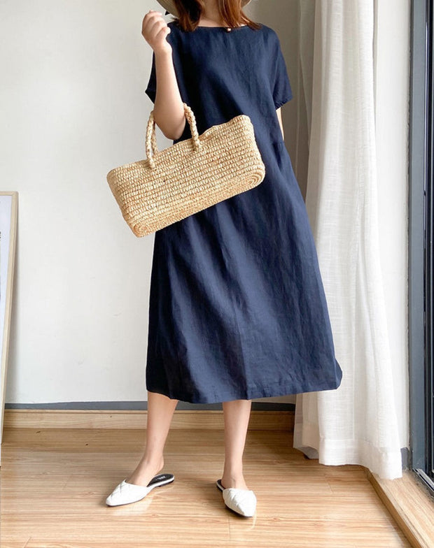 Cindy  Kleid aus Leinen und Baumwolle