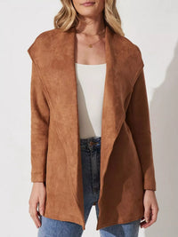 Weiche Wildlederjacke mit breitem Kragen - Celinne