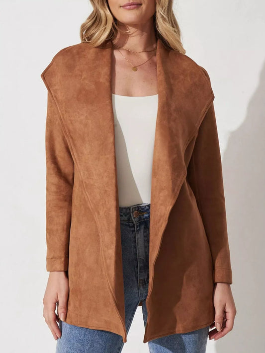 Weiche Wildlederjacke mit breitem Kragen - Celinne