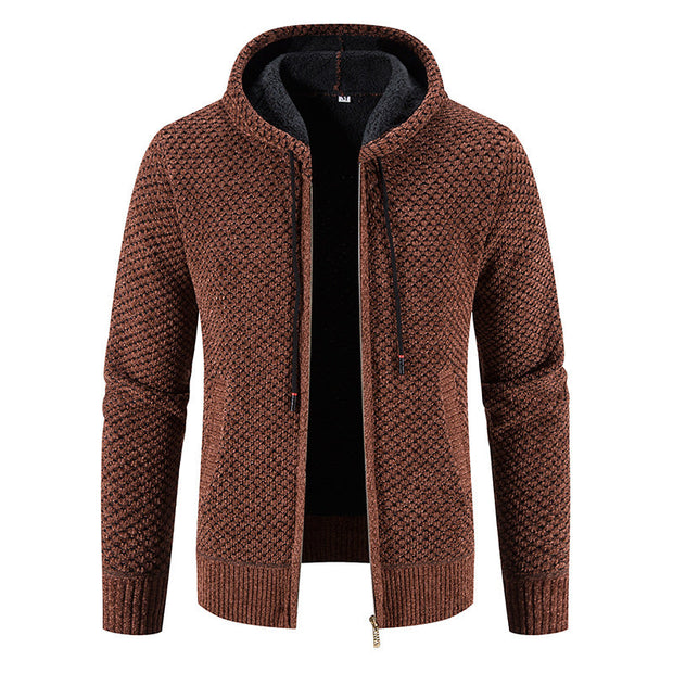 Herrenstrickjacke mit Kapuze und Innenfutter - Rynor