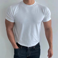 Laeik - Herren-T-Shirt mit enger Passform, schnell trocknend, mit Schlankheitseffekt