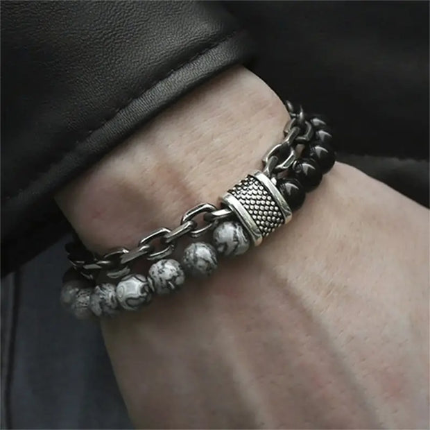 Tigerauge Perlenarmband Steel Streaks Robustes Stahlarmband Mit Wildem Stil Für Urbane Könige