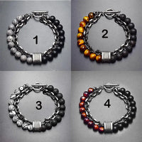 Tigerauge Perlenarmband Steel Streaks Robustes Stahlarmband Mit Wildem Stil Für Urbane Könige
