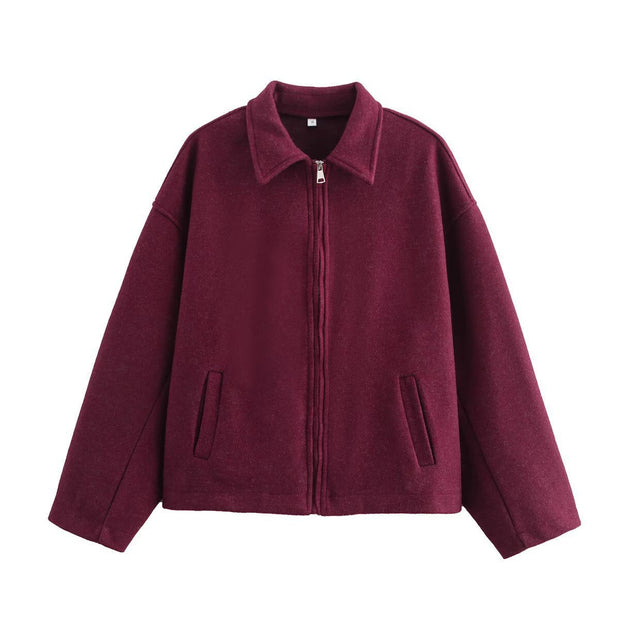 Kurze Wolljacke mit Reißverschluss für Damen - Sonia