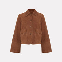 Kurze Wildlederjacke mit Fronttaschen für Damen - Alenor