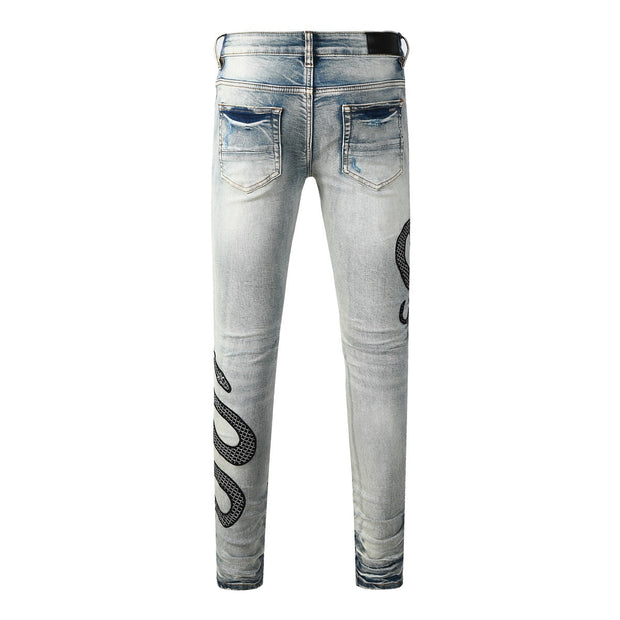 Skinny-Jeans mit Schlangenmuster - Eldric