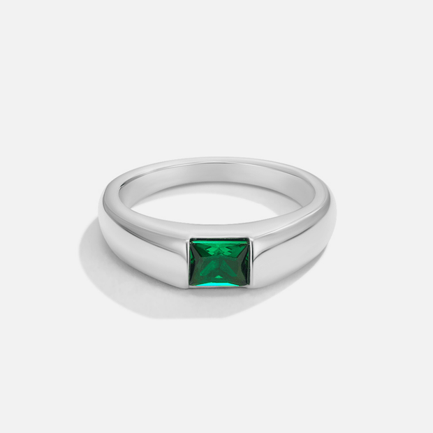 Damenring Mit Smaragd Aus Silber Ottavia Modernes Design Zeitlose Eleganz Hochwertiger Polierter Ring Quadrat Smaragd