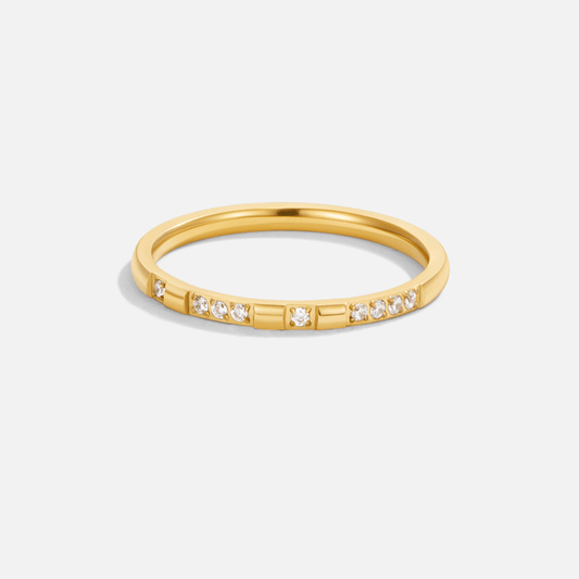 Damenring Aus Gold Mit Kristallen Bruna Elegantes Minimalistisches Schmuckstück Für Den Alltag