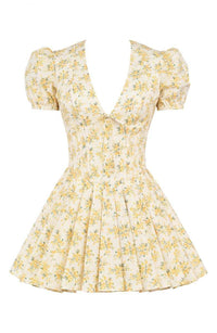 Emily - Korsett-Minikleid mit V-Ausschnitt Blumen-Korsett-Kleid