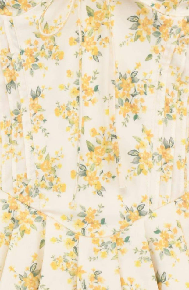 Emily - Korsett-Minikleid mit V-Ausschnitt Blumen-Korsett-Kleid