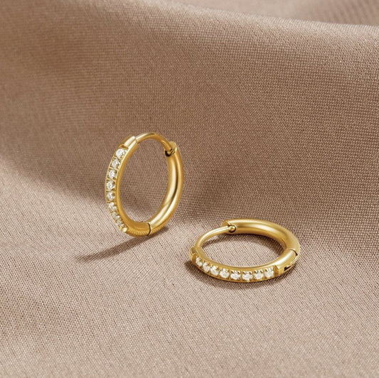 Creolen Mit Kubischen Zirkonien Details In Jadefarbene Ausführung Mit Glänzendem Finish