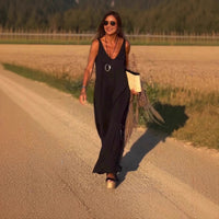 Langes Damenkleid mit fließenden Trägern im lässigen Stil - Celina