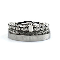 Herrenarmband Imperiale Krone im Römischen Stil Magnus Elegantes Goldfarbenes Schmuckstück Dreiteiliges Set Mit Einer Krone