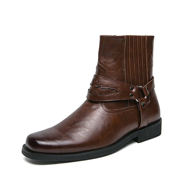 Herren Freizeitstiefel mit seitlichem Reißverschluss und Zierriemen - Patrick