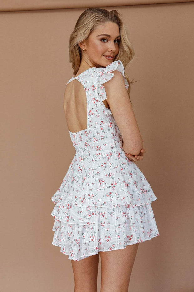 Kurzes Damenkleid mit romantischer Blumenstickerei - Juliette
