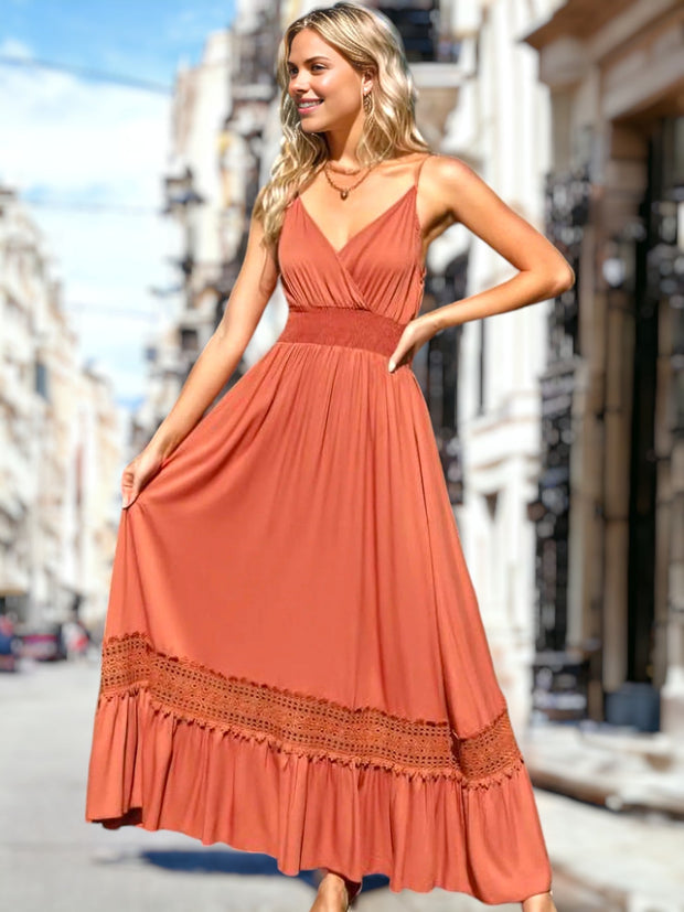 Rebecca - Kleid aus gehäkelter Spitze mit gerafftem Bund