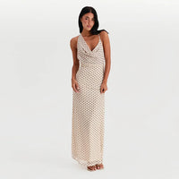 Ivy - Bedrucktes langes Kleid mit Spaghetti-Trägern
