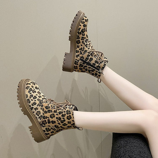 Winterstiefeletten für Damen mit Schnürsenkeln und Tiermotiv - Samantha