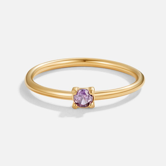 Damenring Mit Dem Februar Geburtsstein Amethyst Aus Gold Aria Eleganter Minimal Schmuck Für Den Alltag