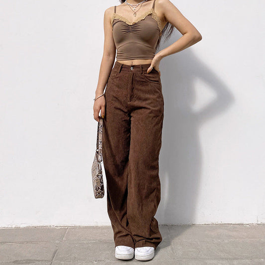 Gerade, hochgeschlossene Cordhose für Damen - Nyssara