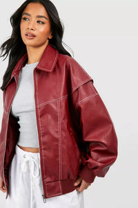 Moderne Lederjacke im Oversize-Schnitt