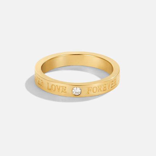 Damerring Für Damen Mit Kristallen Im Goldton Stella Forever Love Gravur Elegantes Minimalistisches Schmuckstück