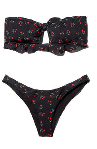 Ocean Chic - Bedruckter Kirsch Bikini mit Fliege