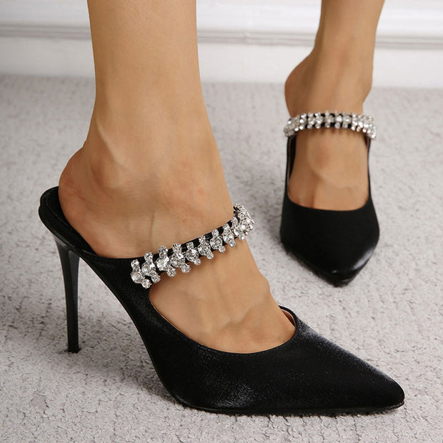 Harper - Glänzender Satin Pumps mit spitzer Zehe und hohem Absatz