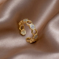 Damenring Mit Kristallen Im Goldton Geometrisches Hexagon Design Eleganter Schmuck Carla