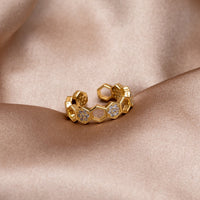 Damenring Mit Kristallen Im Goldton Geometrisches Hexagon Design Eleganter Schmuck Carla